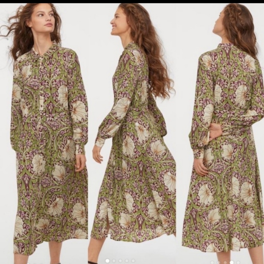 Morris & Co + H&M floral maxi dress cottagecore long sleeves boho retro